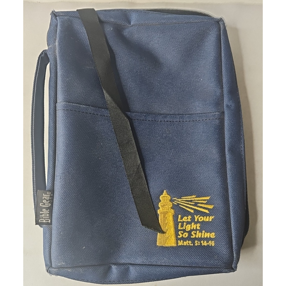 VTG Bible Gear Bible Cover Case Blue Zip Bookmark Pockets